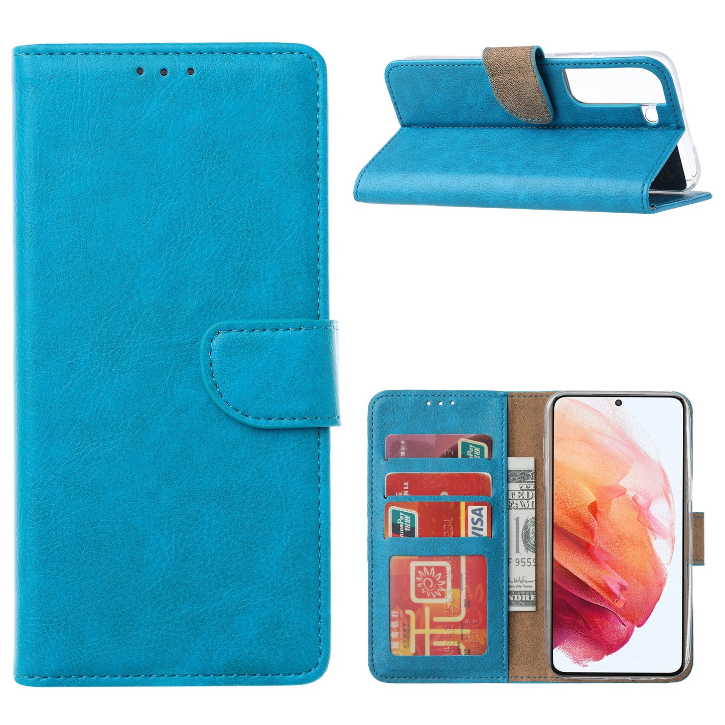 Samsung S23 PLUS Bookcase met 3 Pasjeshouders - Magneetsluiting - Blauw