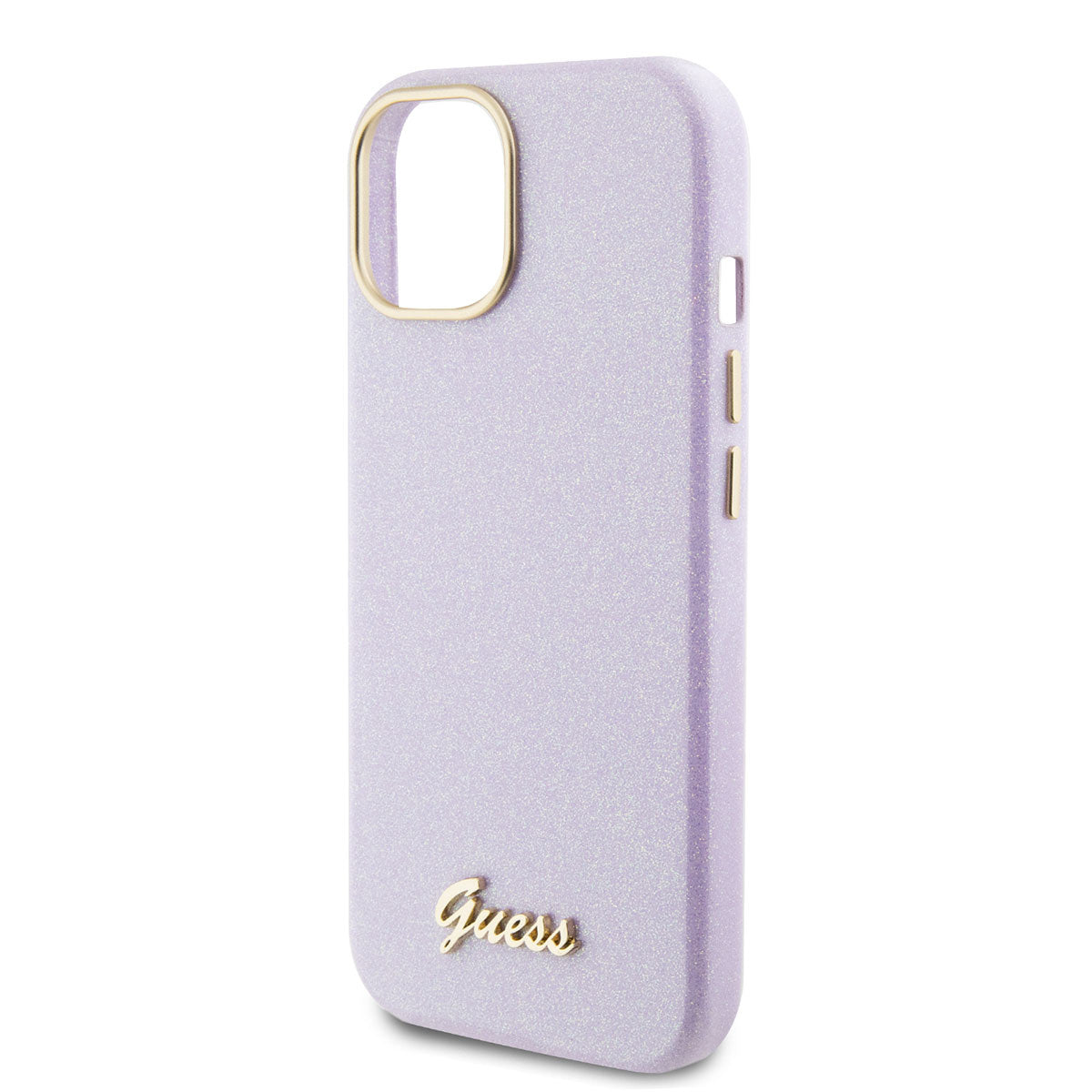 Guess iPhone 15 PLUS Backcover - Glitter Glossy Script - Lila