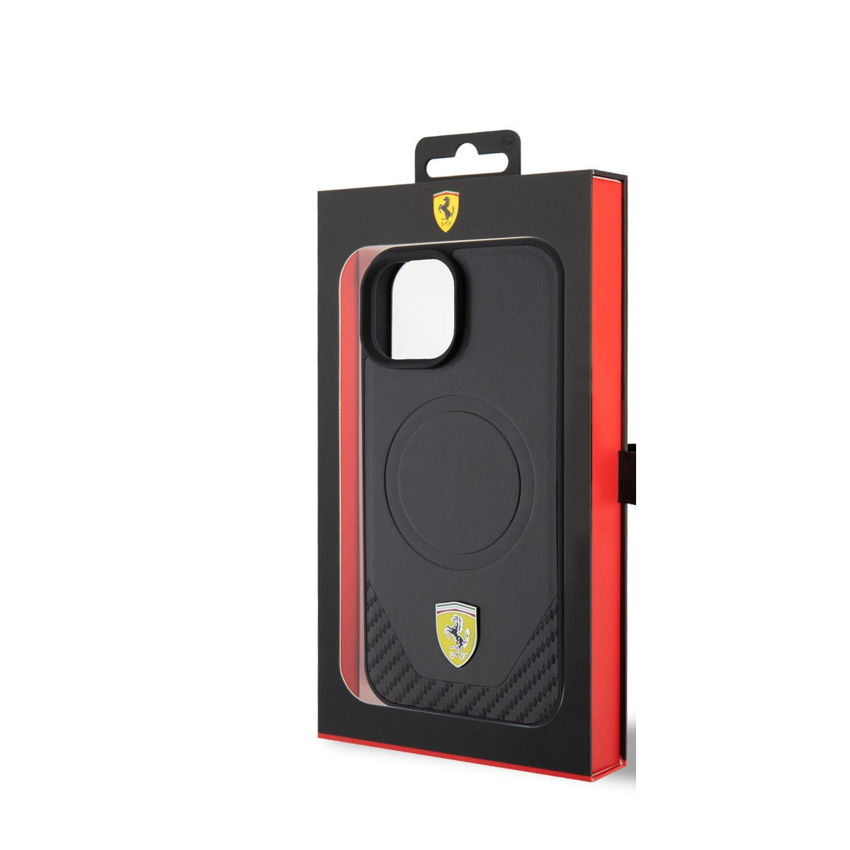 Ferrari iPhone 15 PLUS Backcover - MagSafe - Carbon - Zwart
