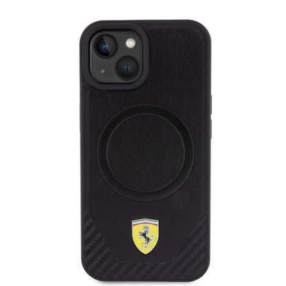 Ferrari iPhone 15 PLUS Backcover - MagSafe - Carbon - Zwart