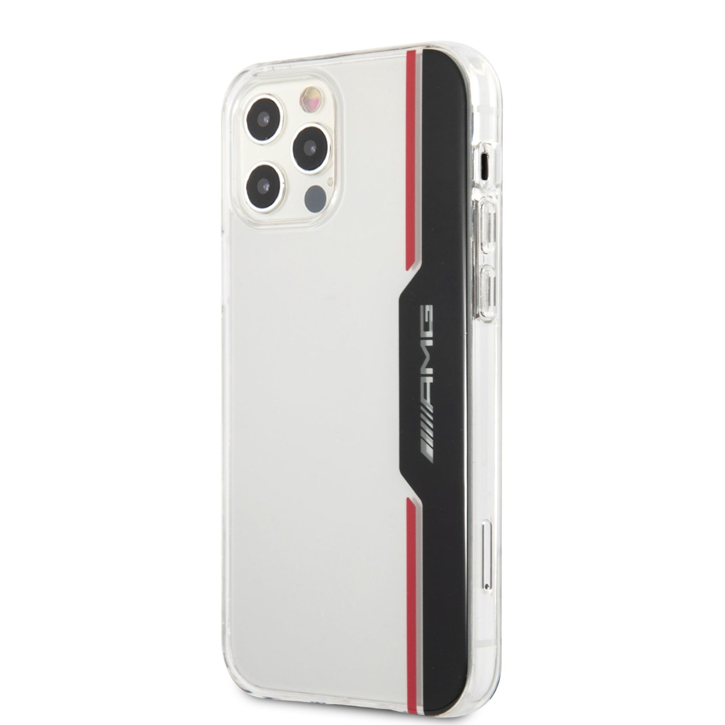 Mercedes-Benz iPhone 12/12 PRO Backcover - Electroplated Black & Red - Transparant