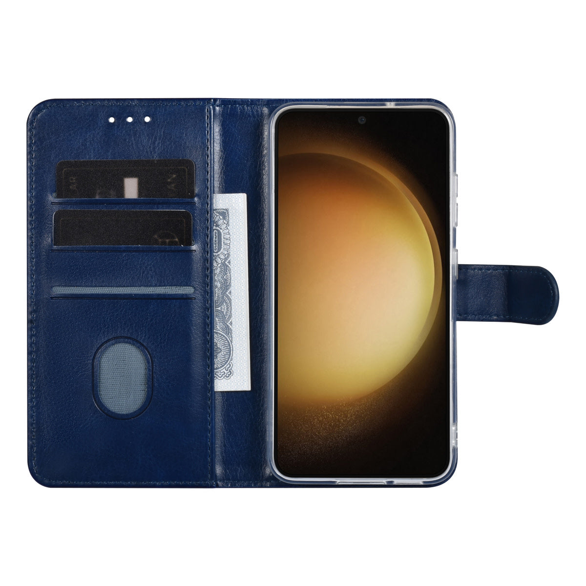 Samsung S23 Bookcase met 3 Pasjeshouders - Magneetsluiting - Blauw