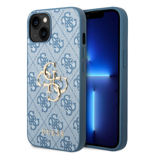 Guess iPhone 15 Backcover - Big 4G Metal Logo - Blauw
