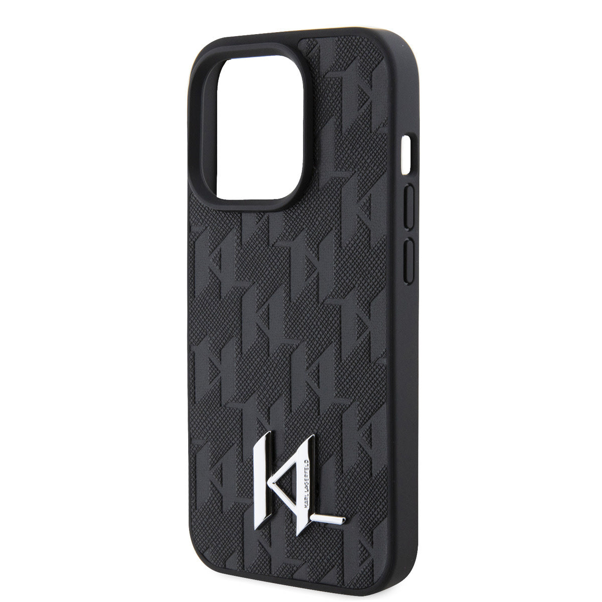 Karl Lagerfeld iPhone 15 PRO MAX Backcover - KL Metal Logo - Monogram - Zwart