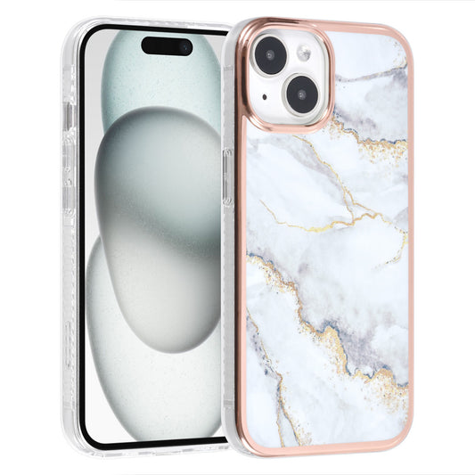 iPhone 15 PLUS TPU Backcover - Marmer - Wit