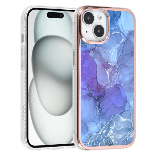 iPhone 15 PLUS TPU Backcover - Marmer - Paars