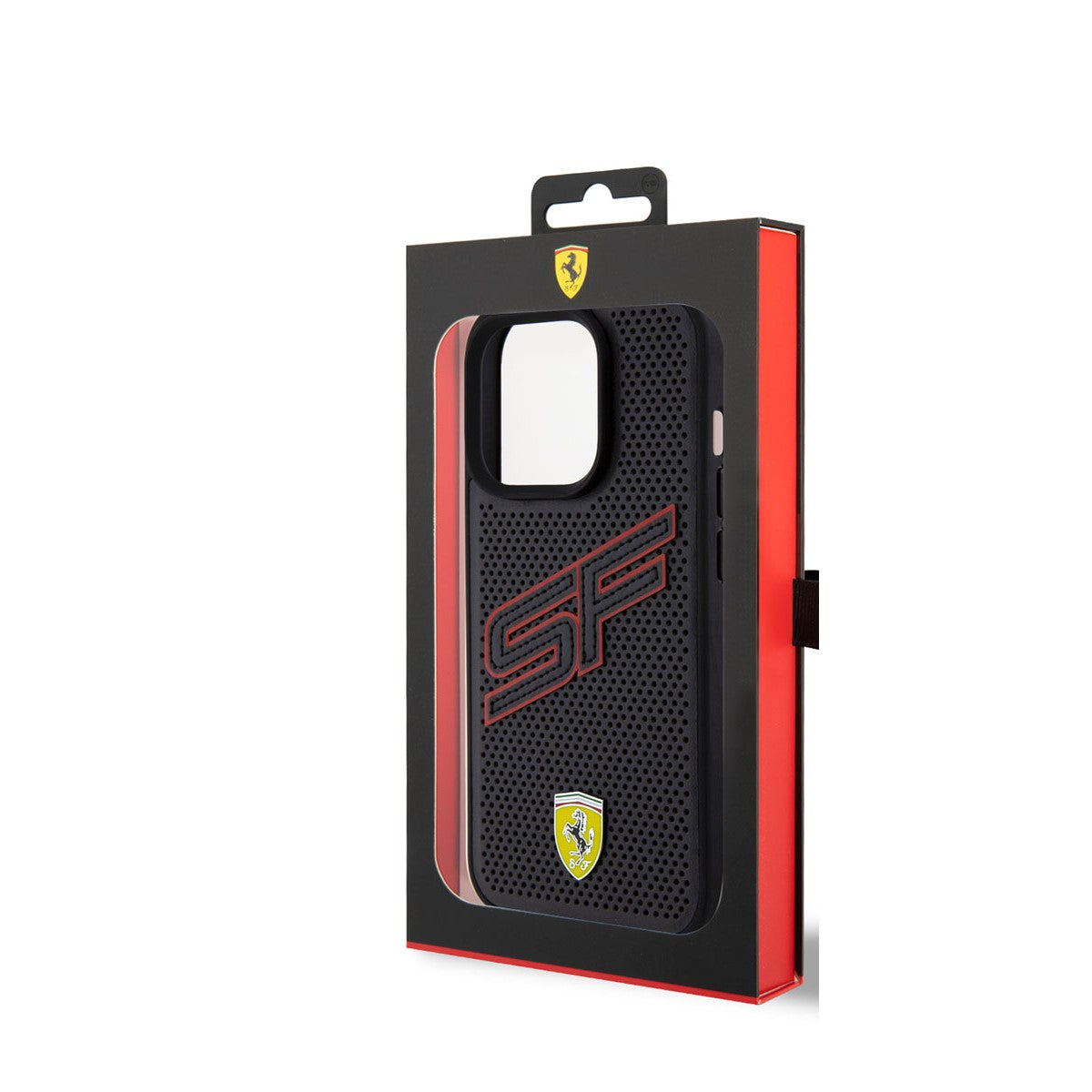 Ferrari iPhone 15 PRO MAX Backcover - Perforated - Zwart