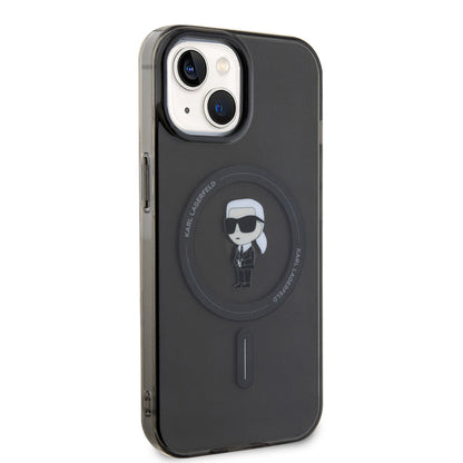 Karl Lagerfeld iPhone 15 Backcover - MagSafe - Ikonik - Zwart/Transparant