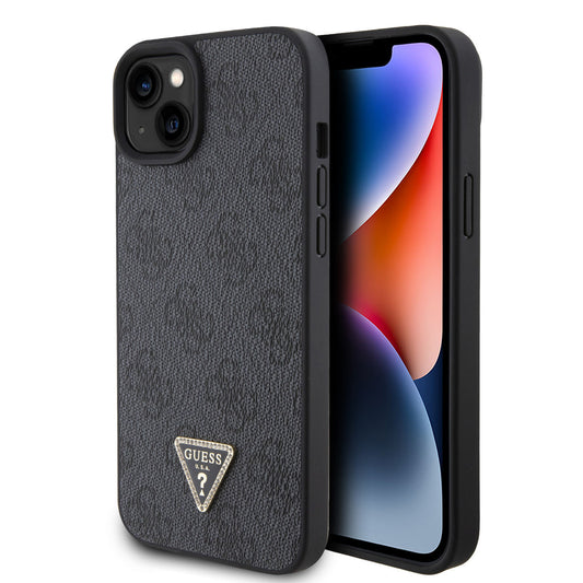 Guess iPhone 15 Backcover 4G Triangle - Strass - Grijs