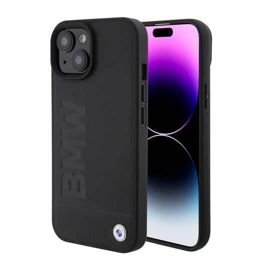 BMW iPhone 15 PLUS Backcover - Hot Stamp - Zwart