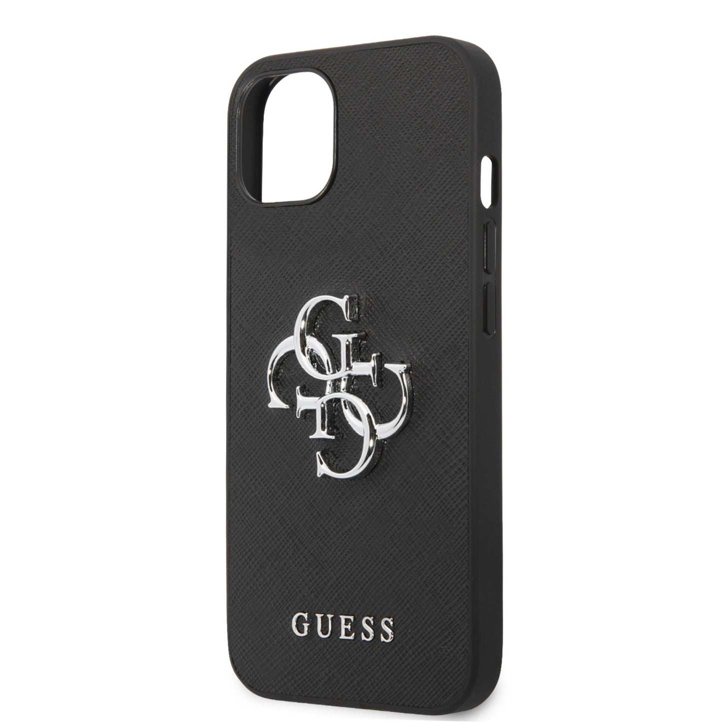 Guess iPhone 13 MINI Hardcase Backcover - Zilver 4G Logo - Zwart