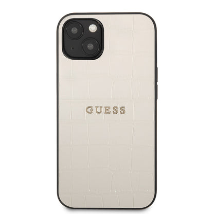 Guess iPhone 13 MINI Hardcase Backcover - Croco Lines - Beige