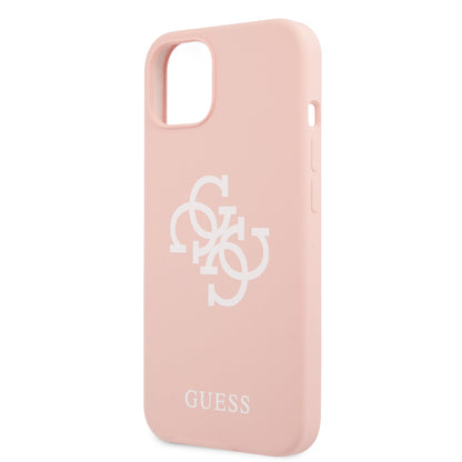 Guess iPhone 13 MINI Hardcase Backcover - Wit 4G Logo - Roze