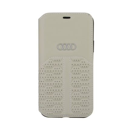 Audi Leren Bookcase voor iPhone 12 PRO MAX - Magneetsluiting - A6 Serie - Beige