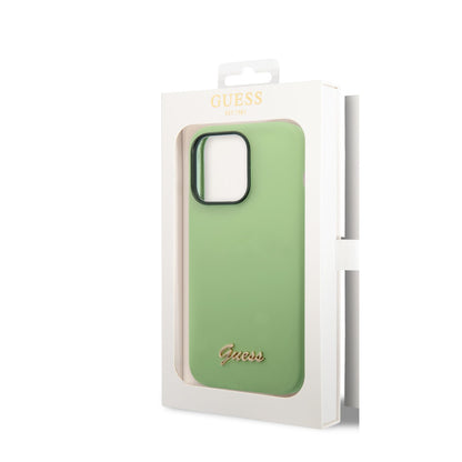 Guess iPhone 14 PRO MAX Backcover - Gold Logo - Groen