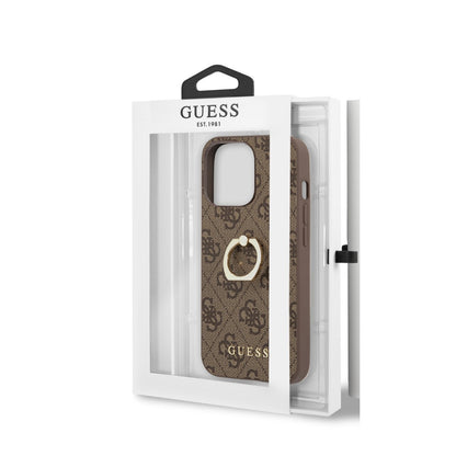 Guess iPhone 13 PRO MAX Backcover - Met Ringhouder - Bruin