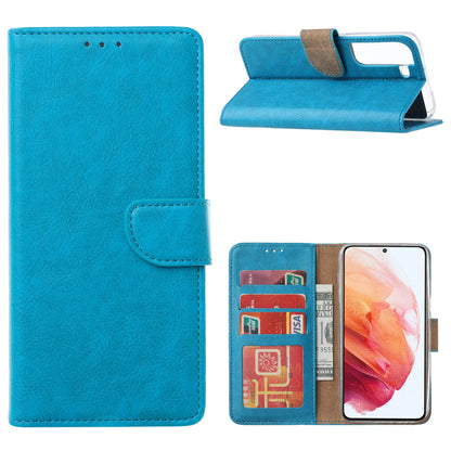 Samsung S21 Bookcase met 3 Pasjeshouders - Magneetsluiting - Blauw