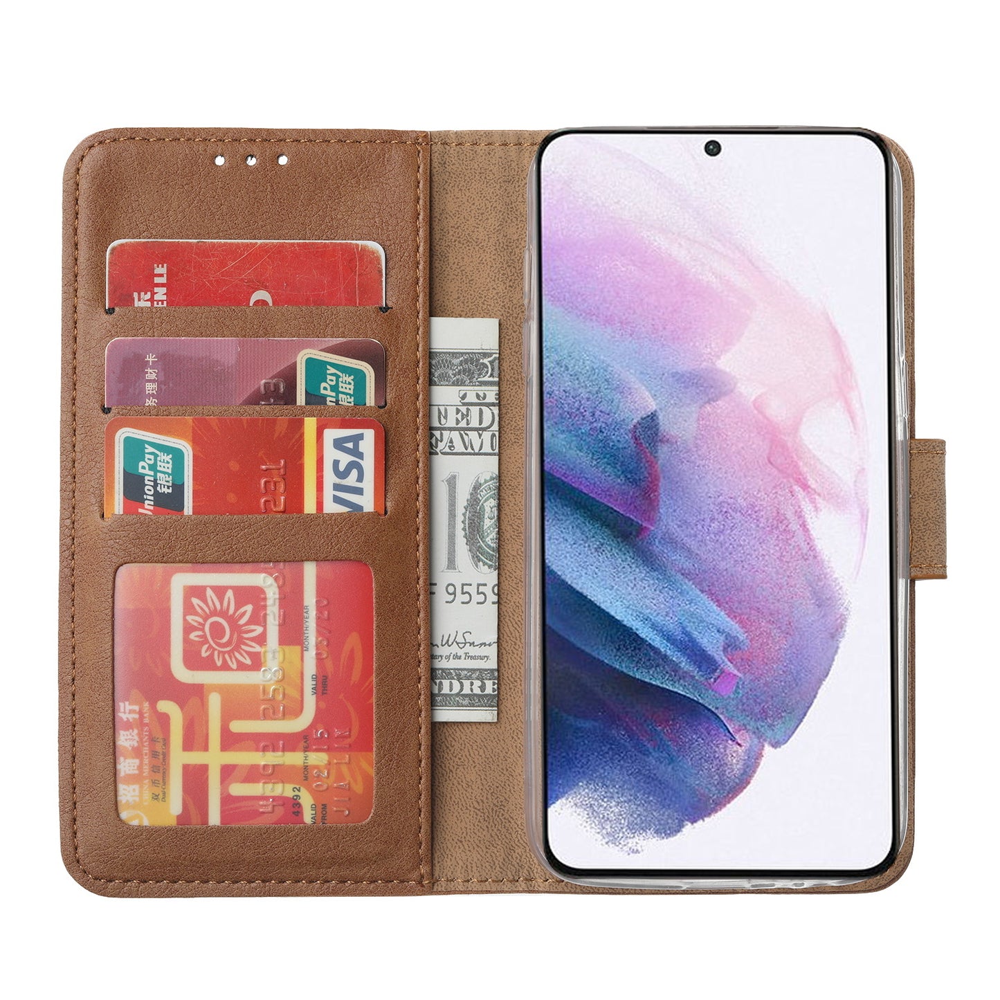 Samsung S24 Bookcase voor 3 pasjes - Magneetsluiting - Bruin