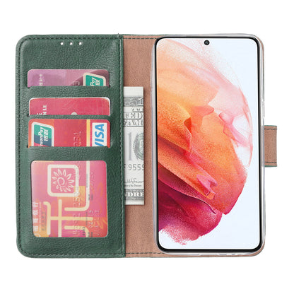 Samsung S21 Bookcase met 3 Pasjeshouders - Magneetsluiting - Groen