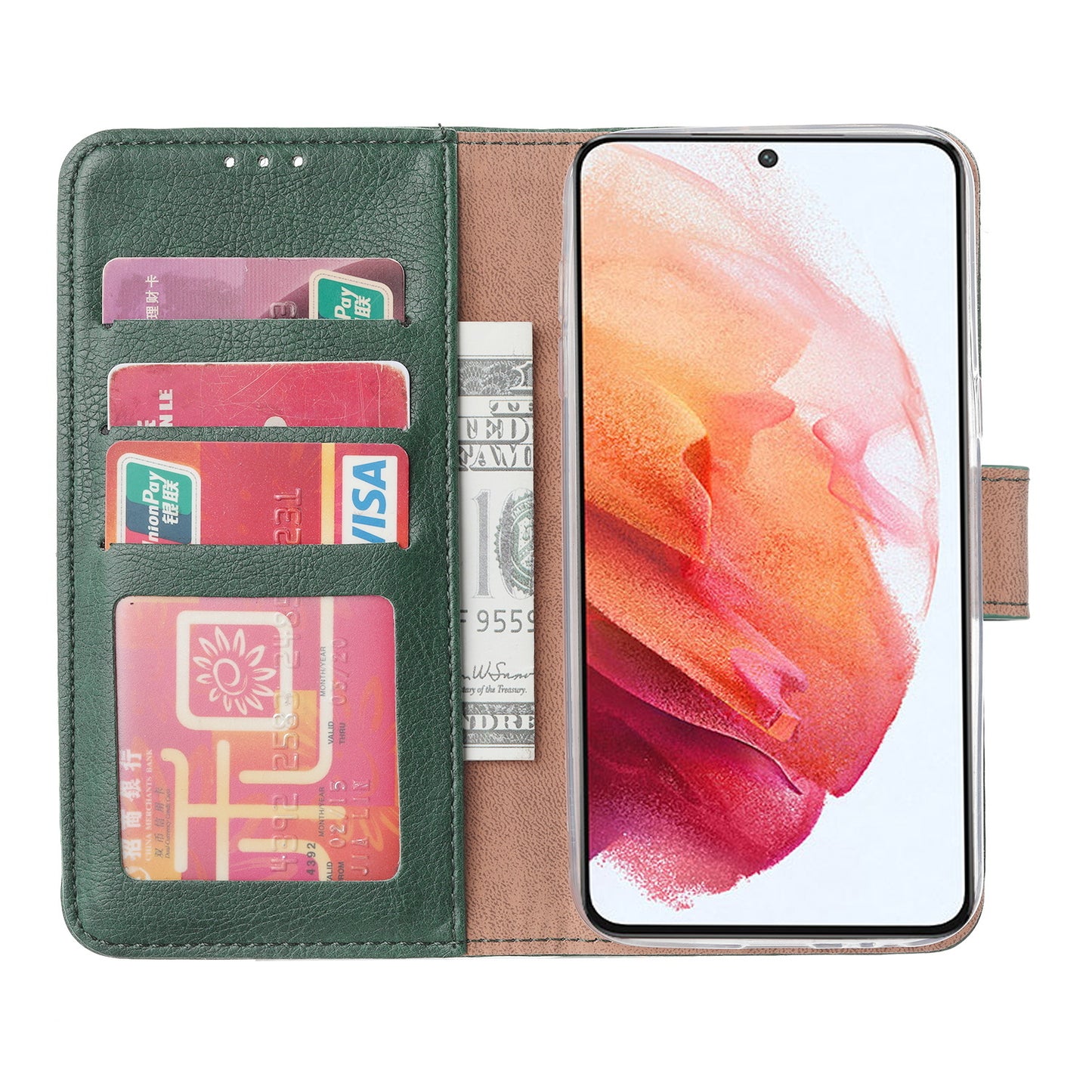 Samsung S23 PLUS Bookcase met 3 Pasjeshouders - Magneetsluiting - Groen