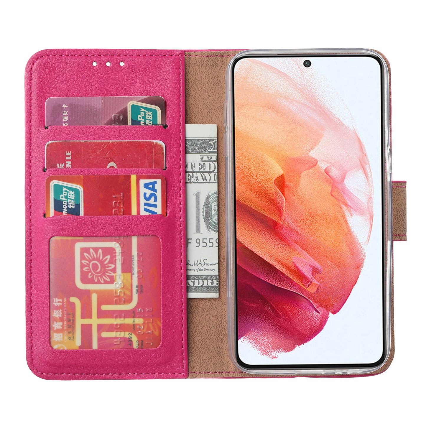 Samsung S23 PLUS Bookcase met 3 Pasjeshouders - Magneetsluiting - Roze