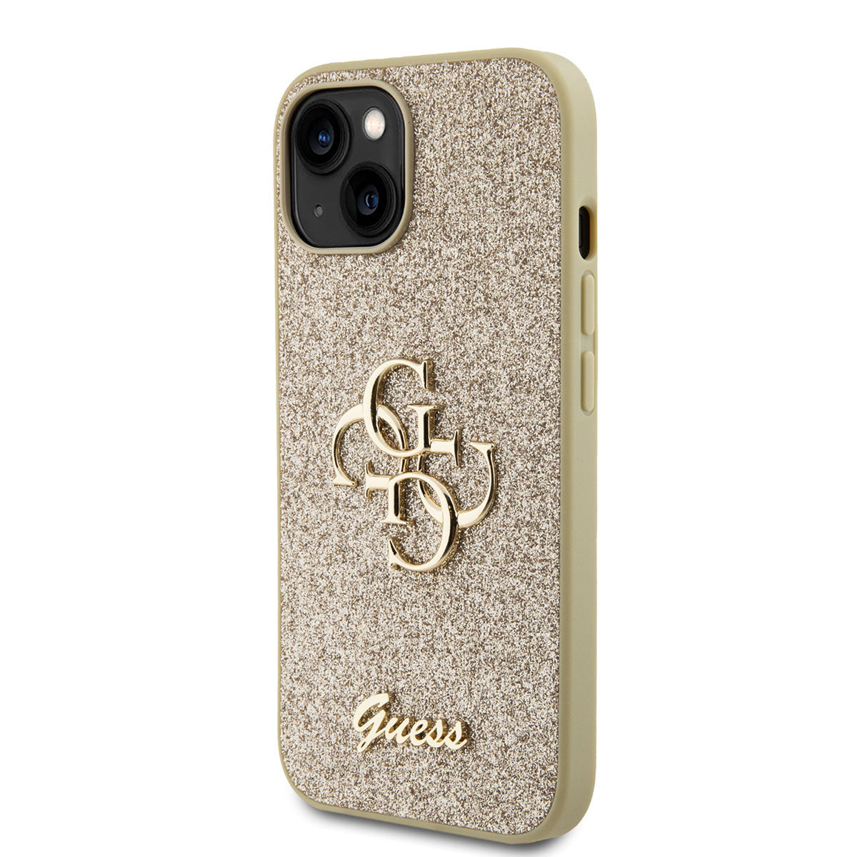 Guess iPhone 15 PLUS Backcover - Big 4G - Fixed Glitter - Goud