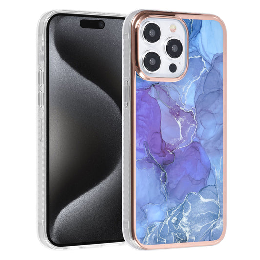 iPhone 15 PRO TPU Backcover - Marmer - Paars
