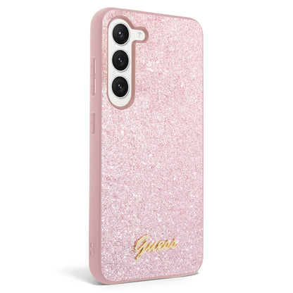 Guess Samsung S23 Backcover - Roze Glitter