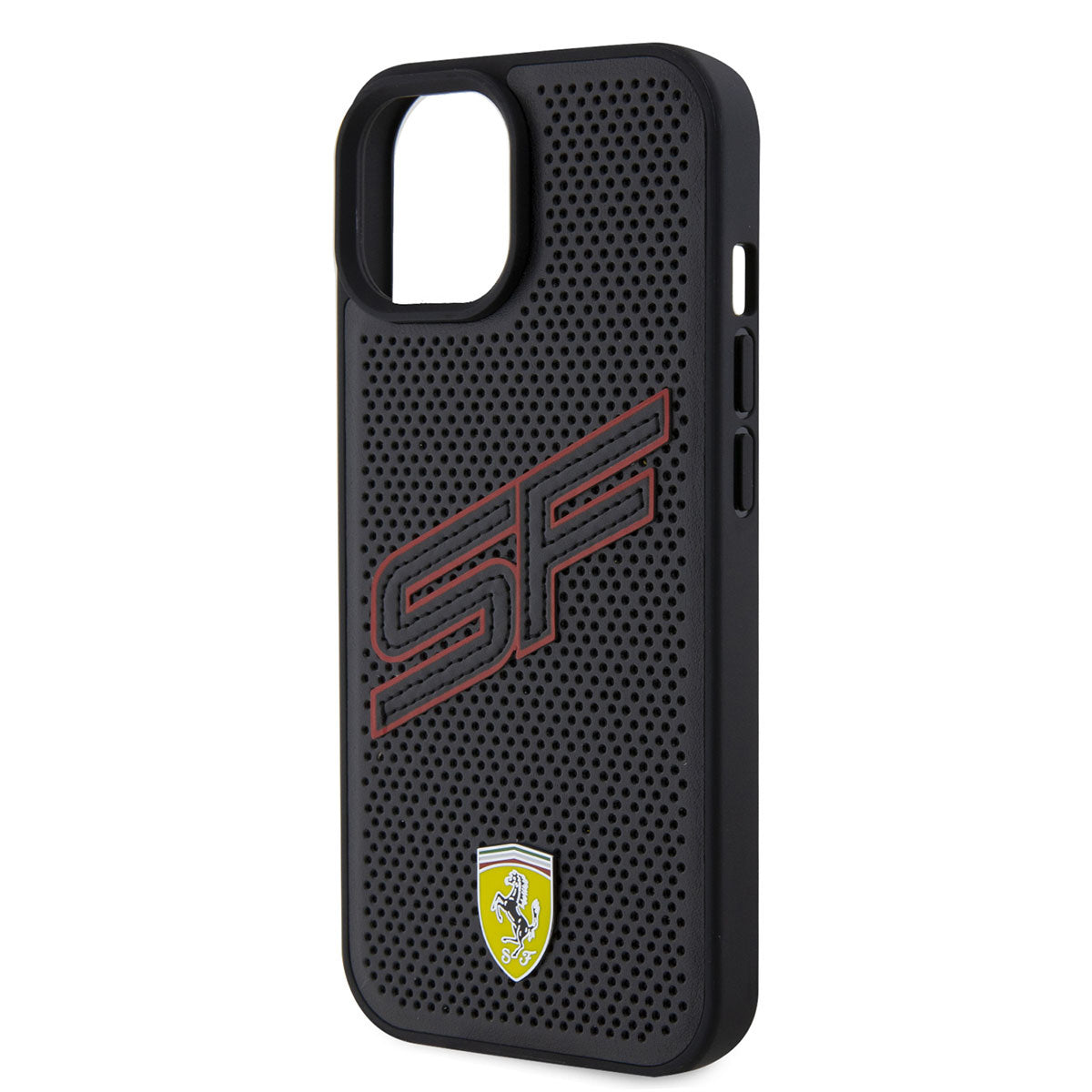 Ferrari iPhone 15 Backcover - Perforated - Zwart