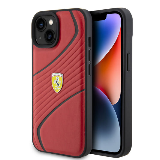 Ferrari iPhone 15 PLUS Backcover - Twist - Rood