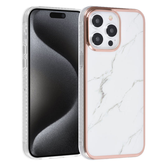iPhone 15 PRO TPU Backcover - Marmer - Wit