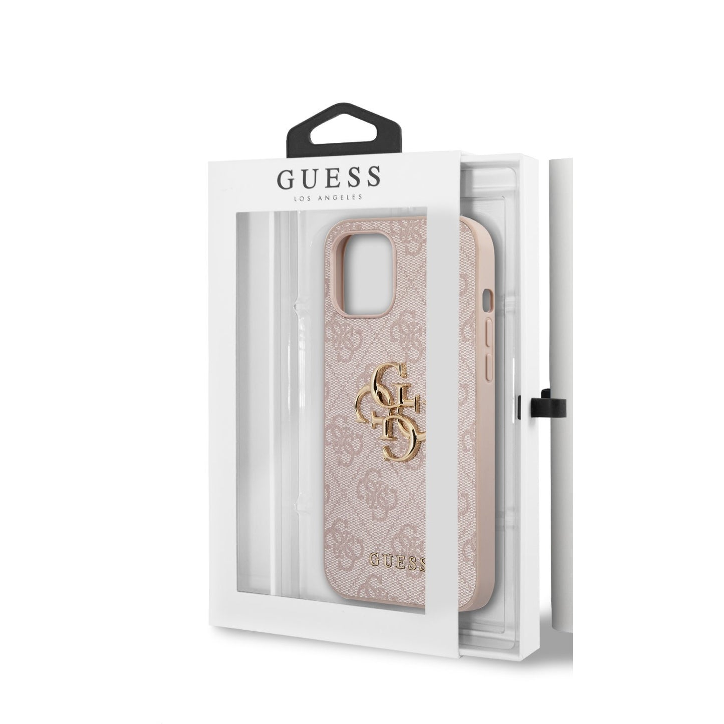 Guess iPhone 12/12 PRO Backcover - Gold 4G Logo - Roze