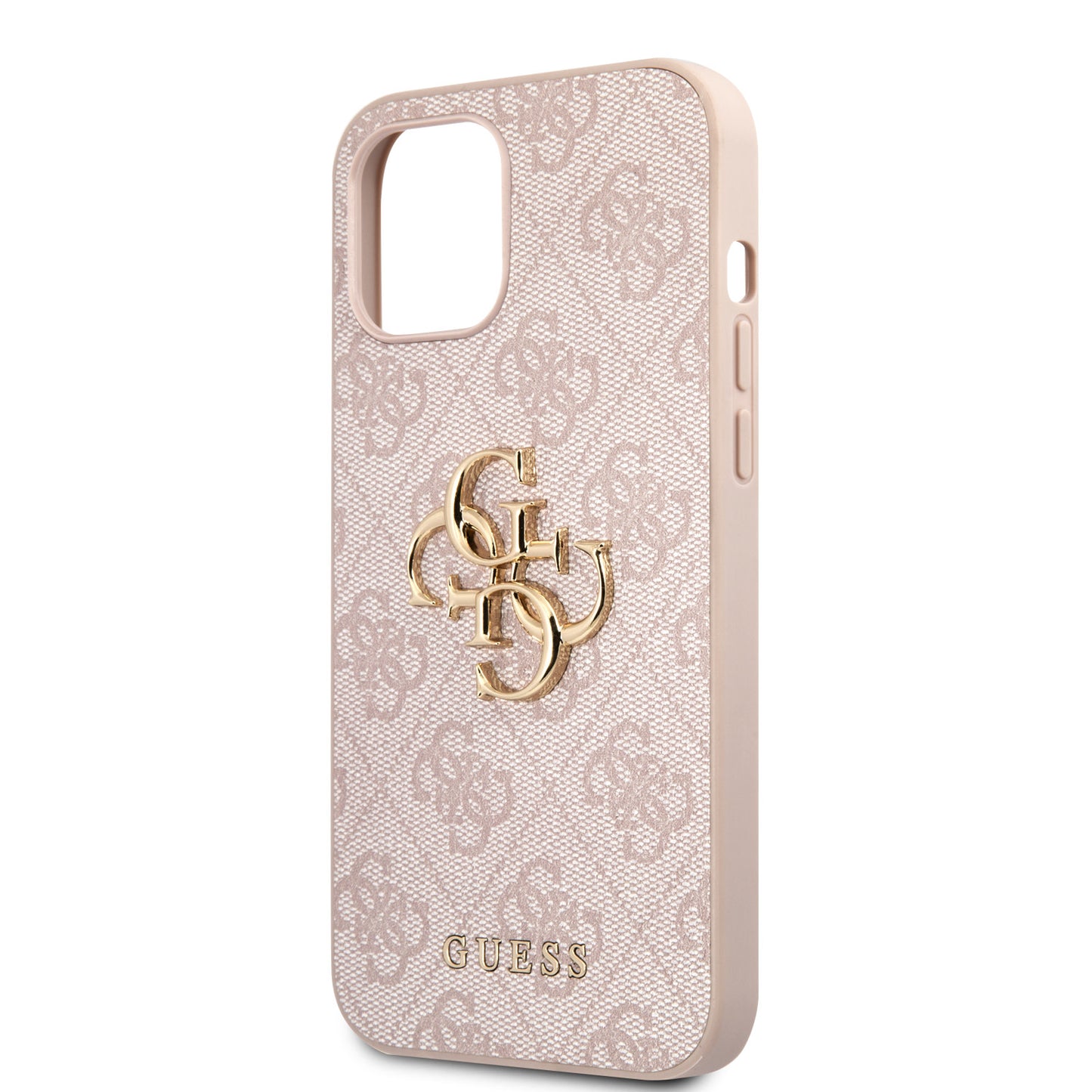 Guess iPhone 12/12 PRO Backcover - Gold 4G Logo - Roze