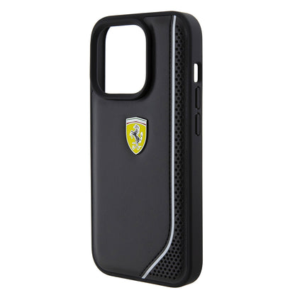 Ferrari iPhone 15 PRO Backcover - Reflective - Zwart
