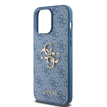 Guess iPhone 15 PRO Backcover - Big 4G Metal Logo - Blauw