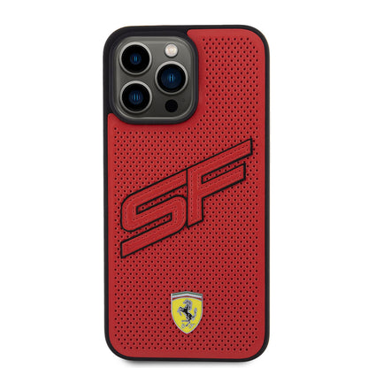 Ferrari iPhone 15 PRO Backcover - Perforated - Rood