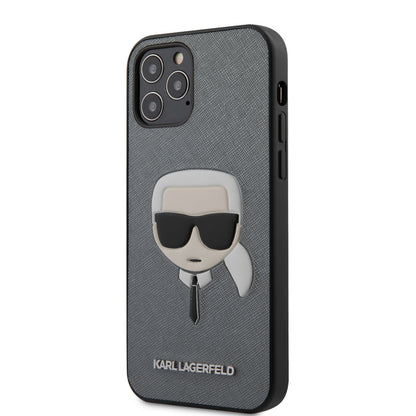 Karl Lagerfeld iPhone 12/12 PRO Saffiano Backcover - Karl - Zilver