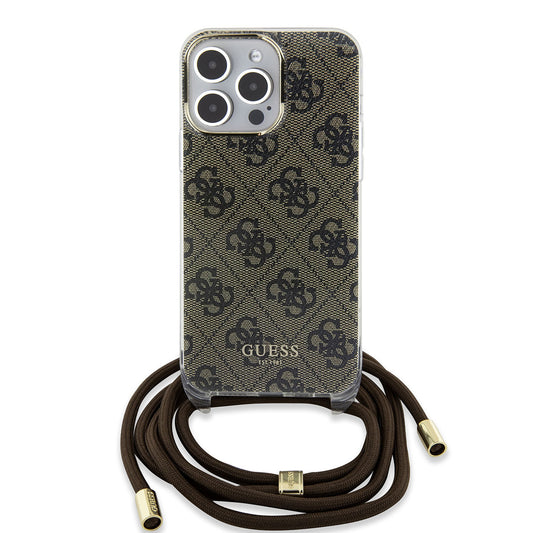 Guess iPhone 15 PRO Backcover - Crossbody Koord - Bruin
