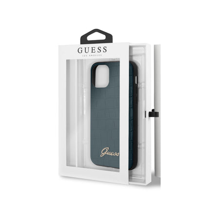 Guess iPhone 11 PRO Backcover - Croco Lines - Blauw