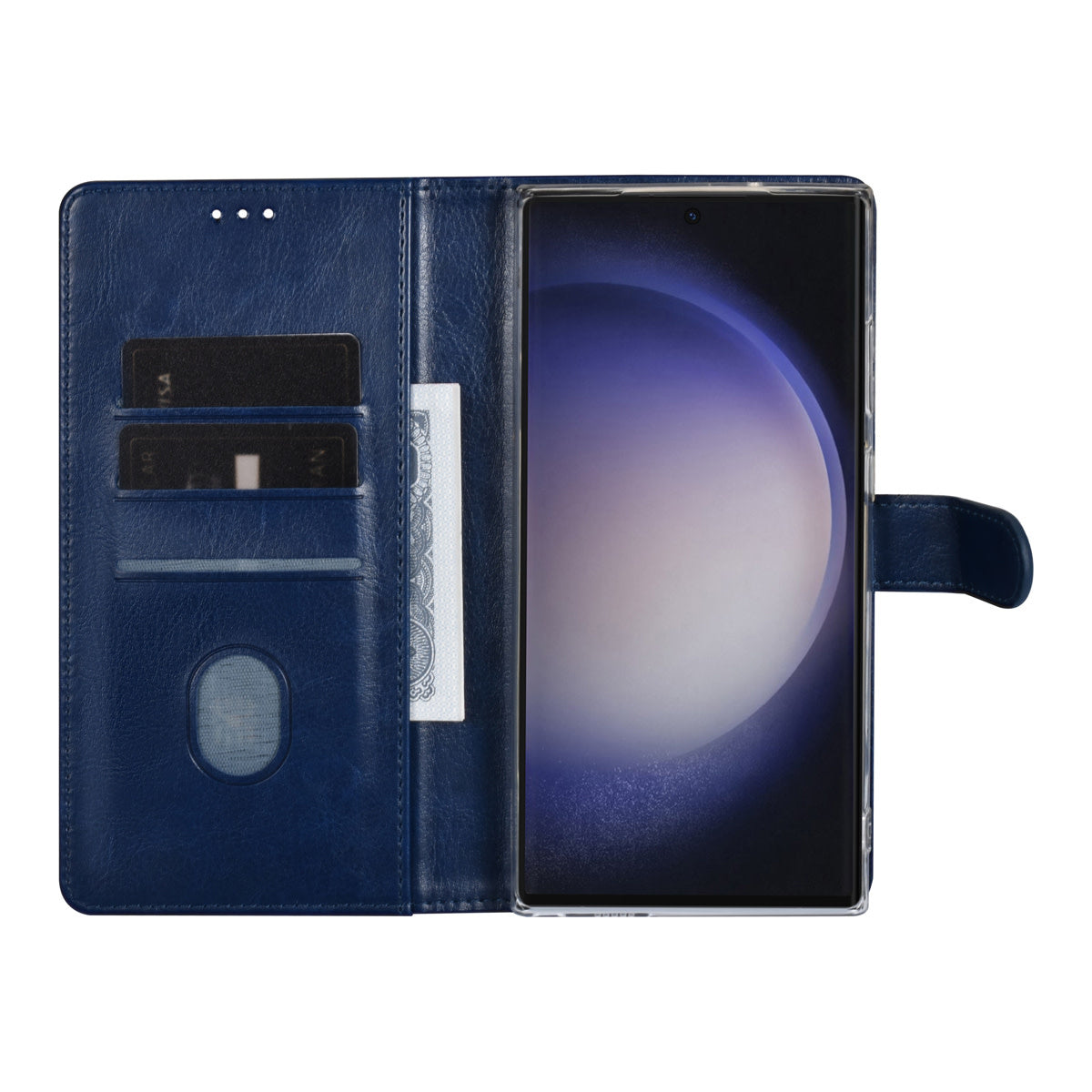 Samsung S24 Ultra Bookcase voor 3 pasjes - Magneetsluiting - Blauw
