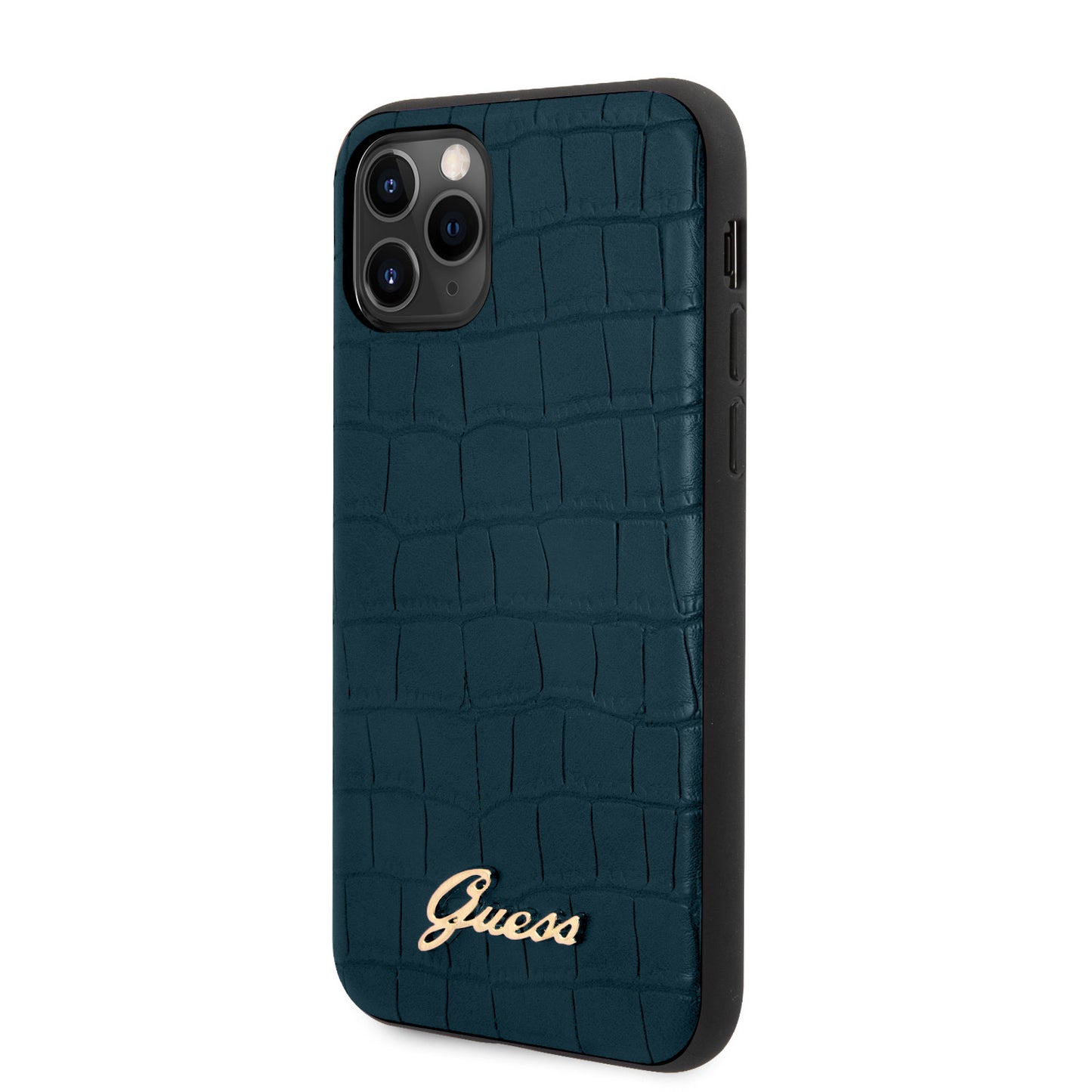 Guess iPhone 11 PRO Backcover - Croco Lines - Blauw