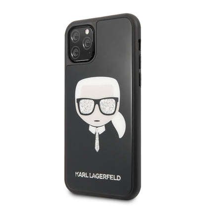 Karl Lagerfeld iPhone 11 PRO Backcover - Glitter - Double Layers - Zwart