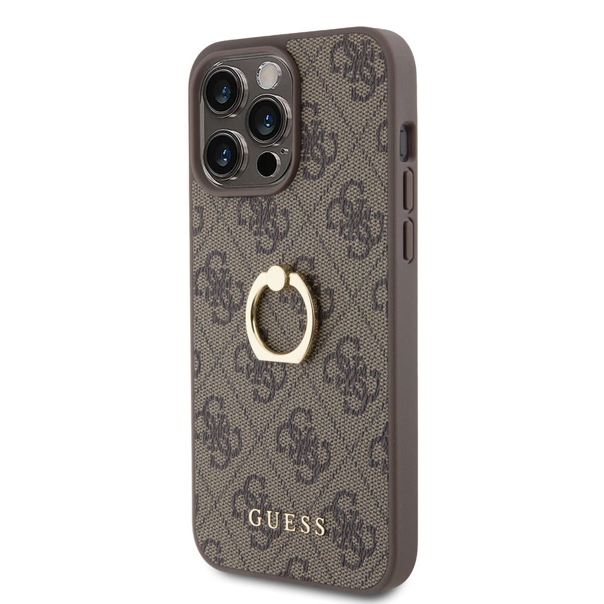 Guess iPhone 15 PRO MAX Backcover met ringhouder - Bruin