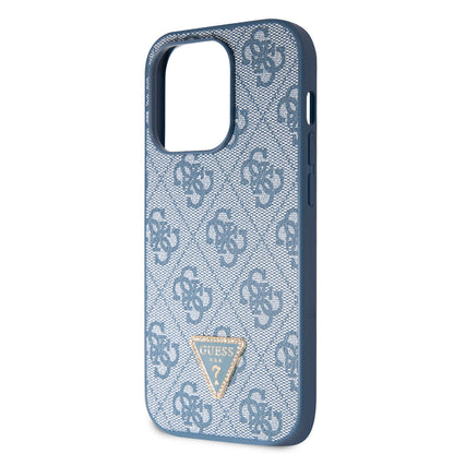 Guess iPhone 15 PRO Backcover 4G Triangle - Strass - Blauw