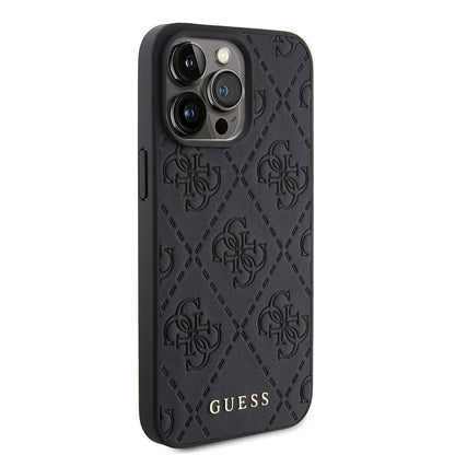 Guess iPhone 15 PRO Backcover - Quilted 4G classic - Zwart