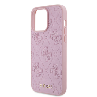 Guess iPhone 15 PRO Backcover - Quilted 4G classic - Roze