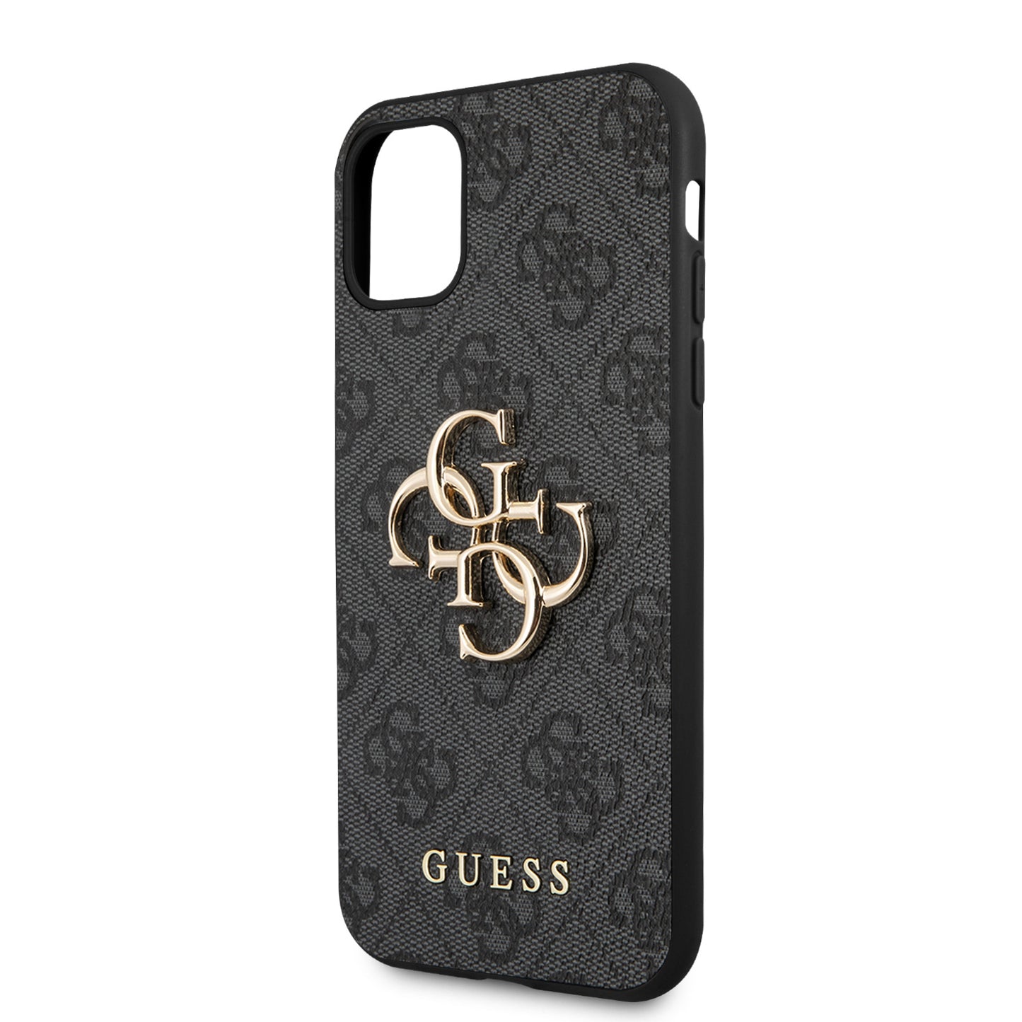 Guess iPhone 11 Backcover - Gold 4G Logo - Grijs