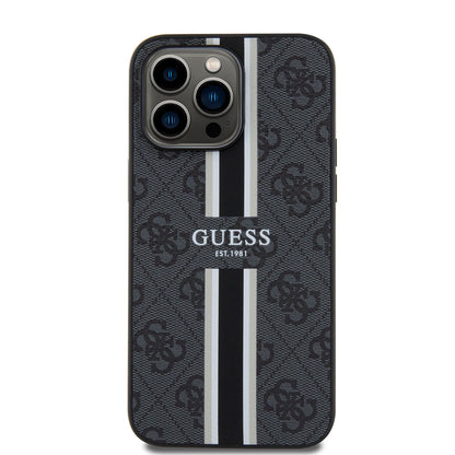 Guess iPhone 15 PRO MAX Backcover 4G Printed Stripes - Zwart