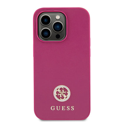 Guess iPhone 15 PRO MAX Backcover - 4G Metal Logo - Strass - Roze