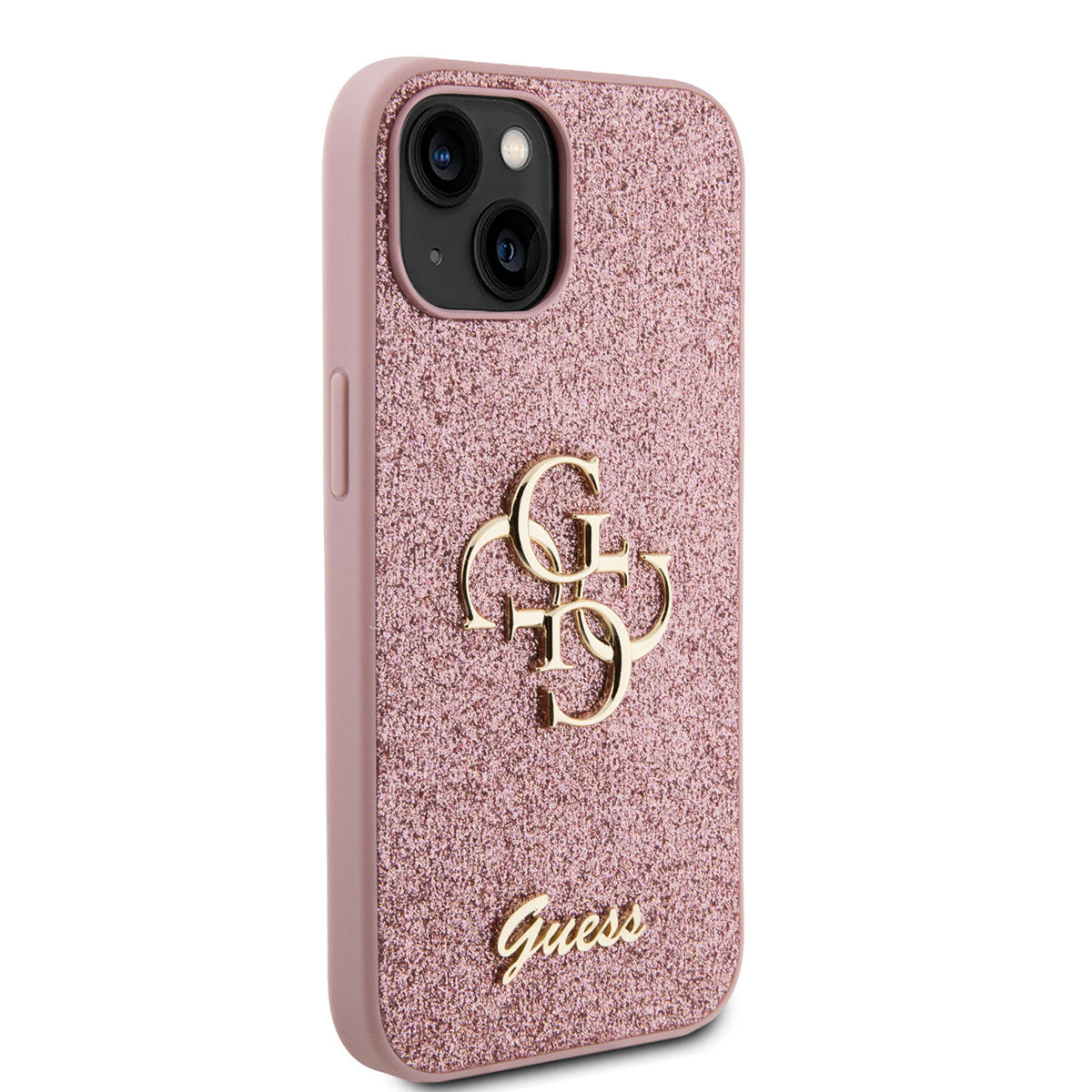 Guess iPhone 15 PLUS Backcover - Big 4G - Fixed Glitter - Roze